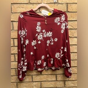 Love Glam Girl Kids Maroon Floral Shirt